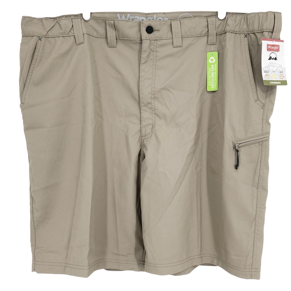Wrangler Performance Men's Tan Shorts Size 48 Classic Flex Waistband UPF 30 NWT